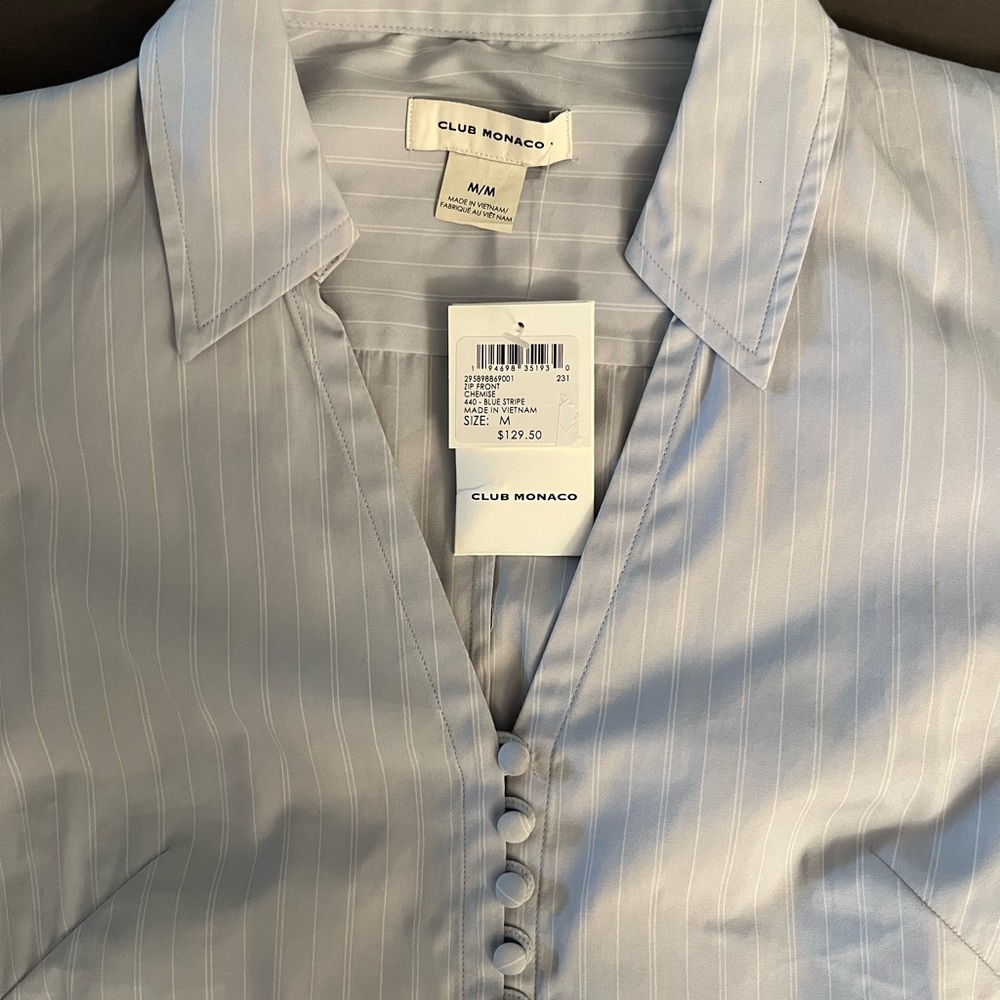 Club Monaco Puff Sleeve Button Front Blouse - Picture 2 of 3